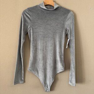 NWT American Eagle Outfitters Steel Grey Velvet Bodysuit M
